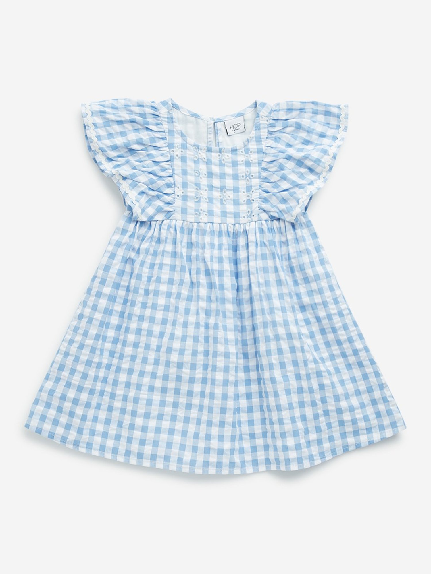 HOP Kids by Westside Blue Checkered Design A-Line Cotton Dress