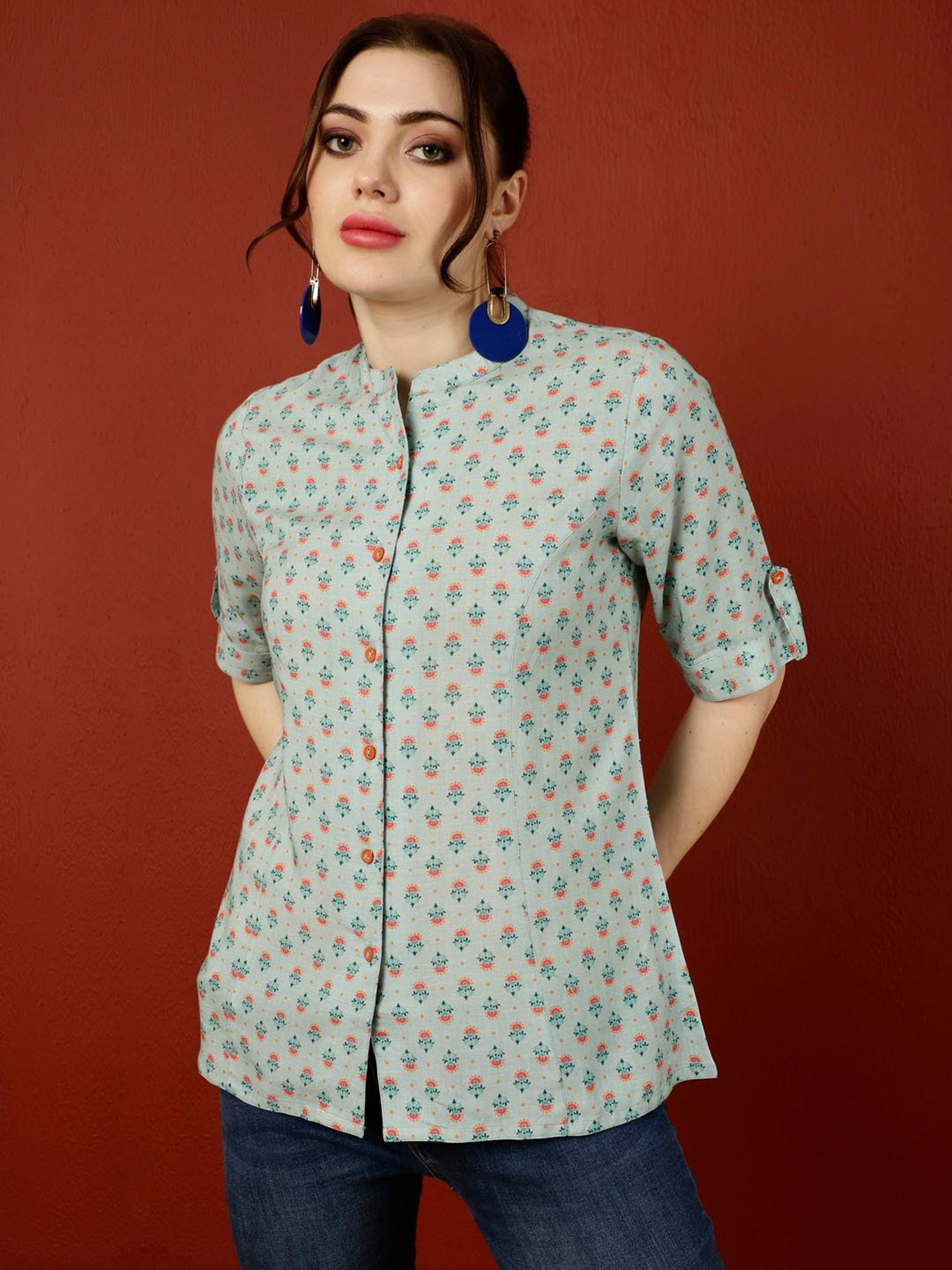 Jaipur Kurti Blue Printed Tunic