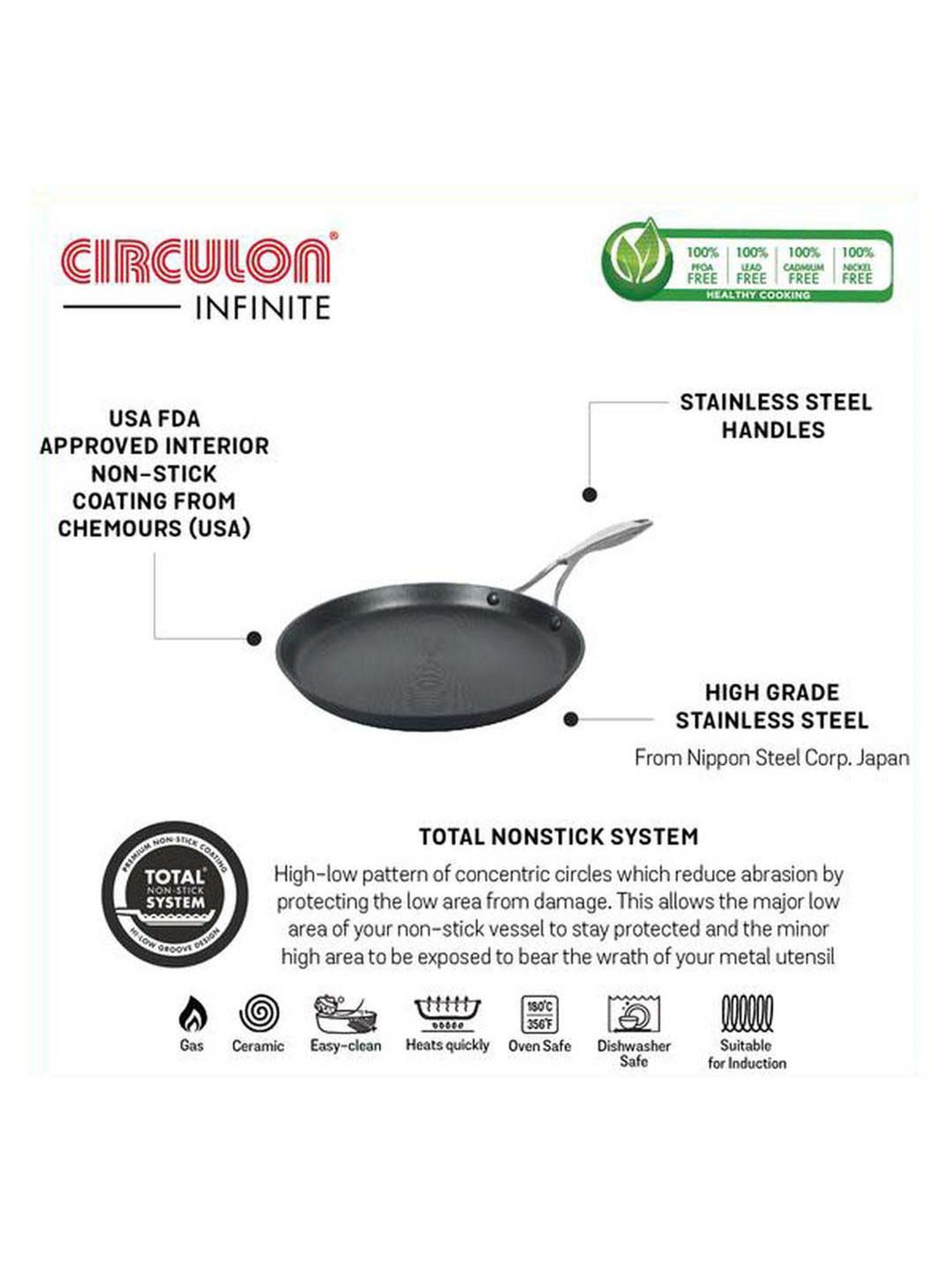 Circulon Non-Stick Hard Anodized Flat Tawa, 32 Cm