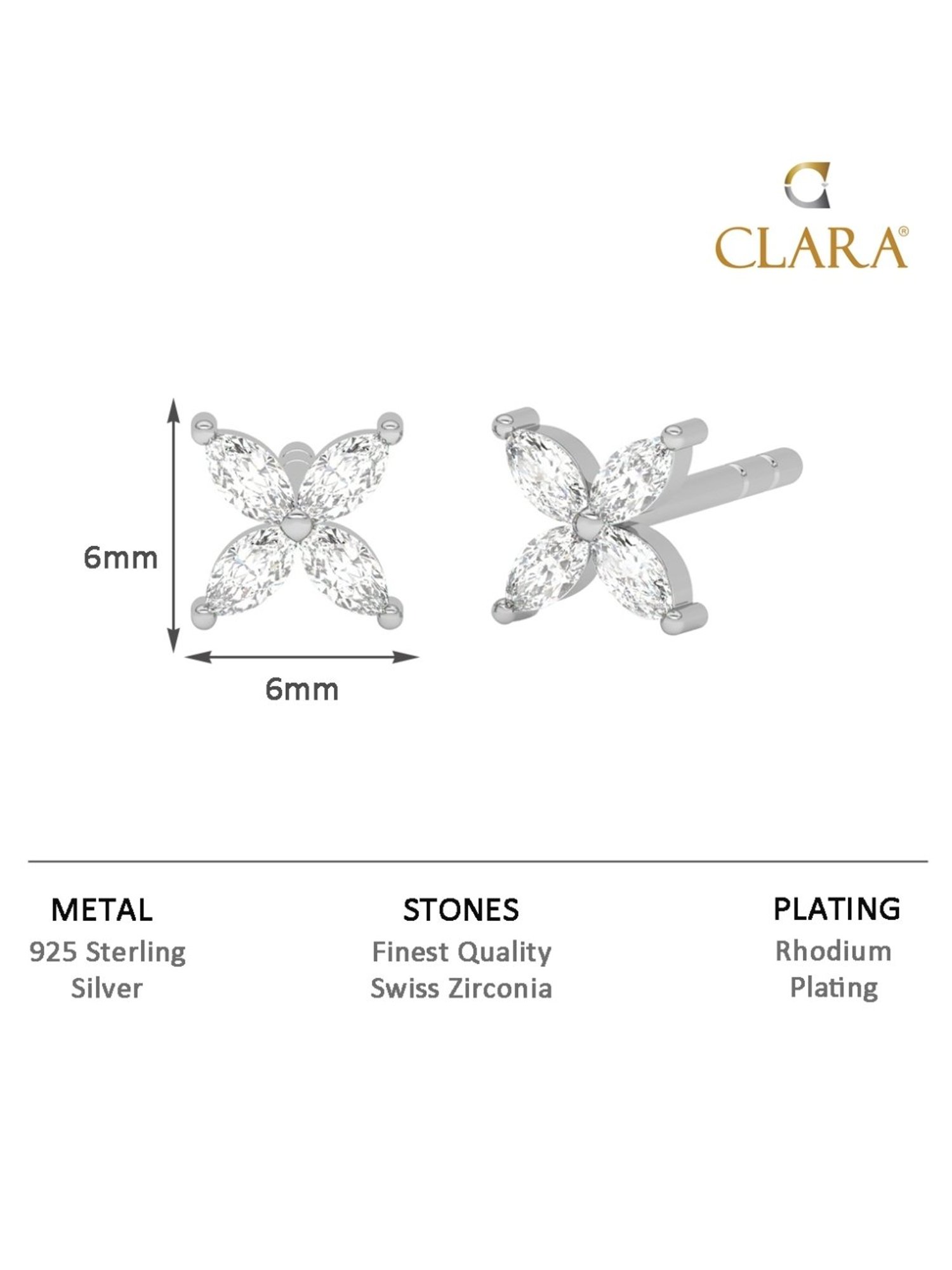Clara 92.5 Sterling Silver Minimal Daily Wear Classic Stud Earrings for Kids Girls