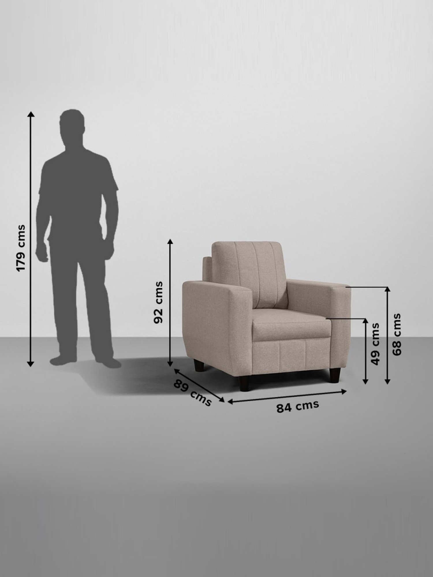 Sleepyhead Bae Pebble Brown Fabric 1 Seater Sofa