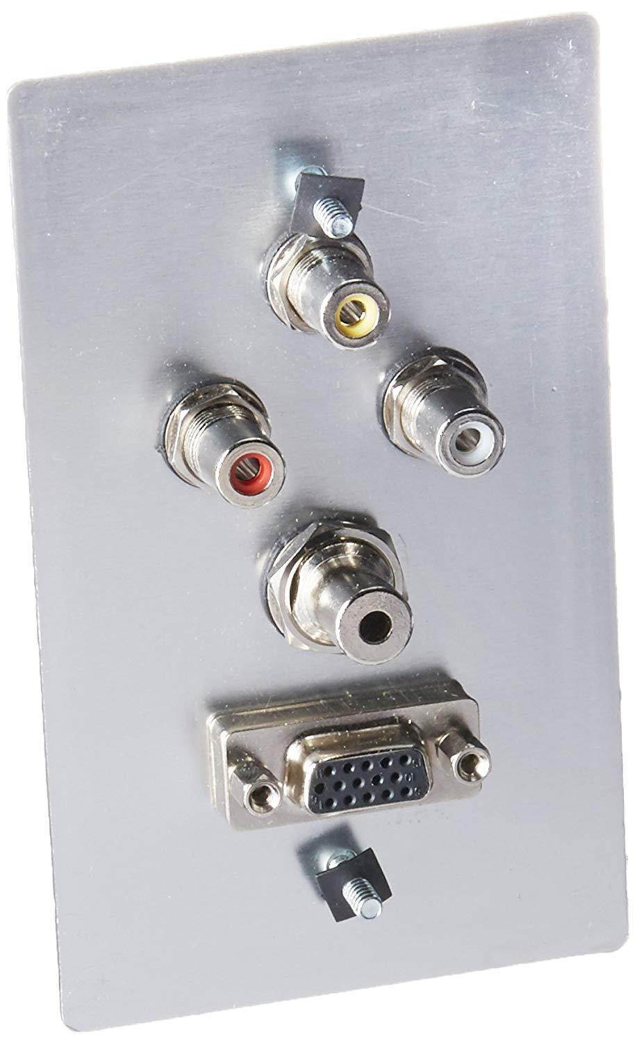 C2G/Cables to Go 40498 VGA, 3.5mm Audio, Composite Video and RCA Stereo Audio Pass Through Single Gang Wall Plate