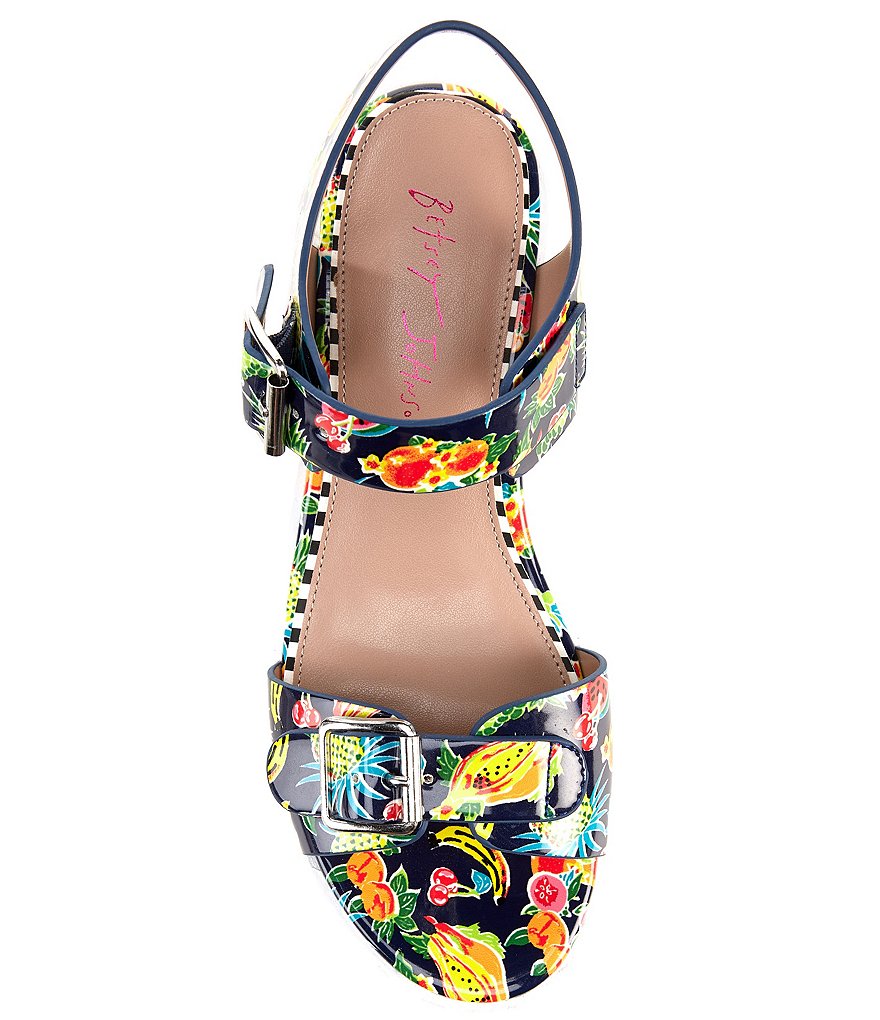 Betsey Johnson Chasse Fruit Print Platform Dress Sandals