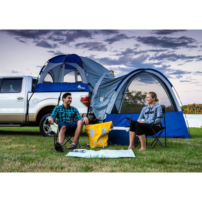 Napier Sportz Link Portable 4 Person Truck Bed Attachment Outdoor Camping Tent with Convenient Carry Bag, Blue (Trunk Tent Not Included)