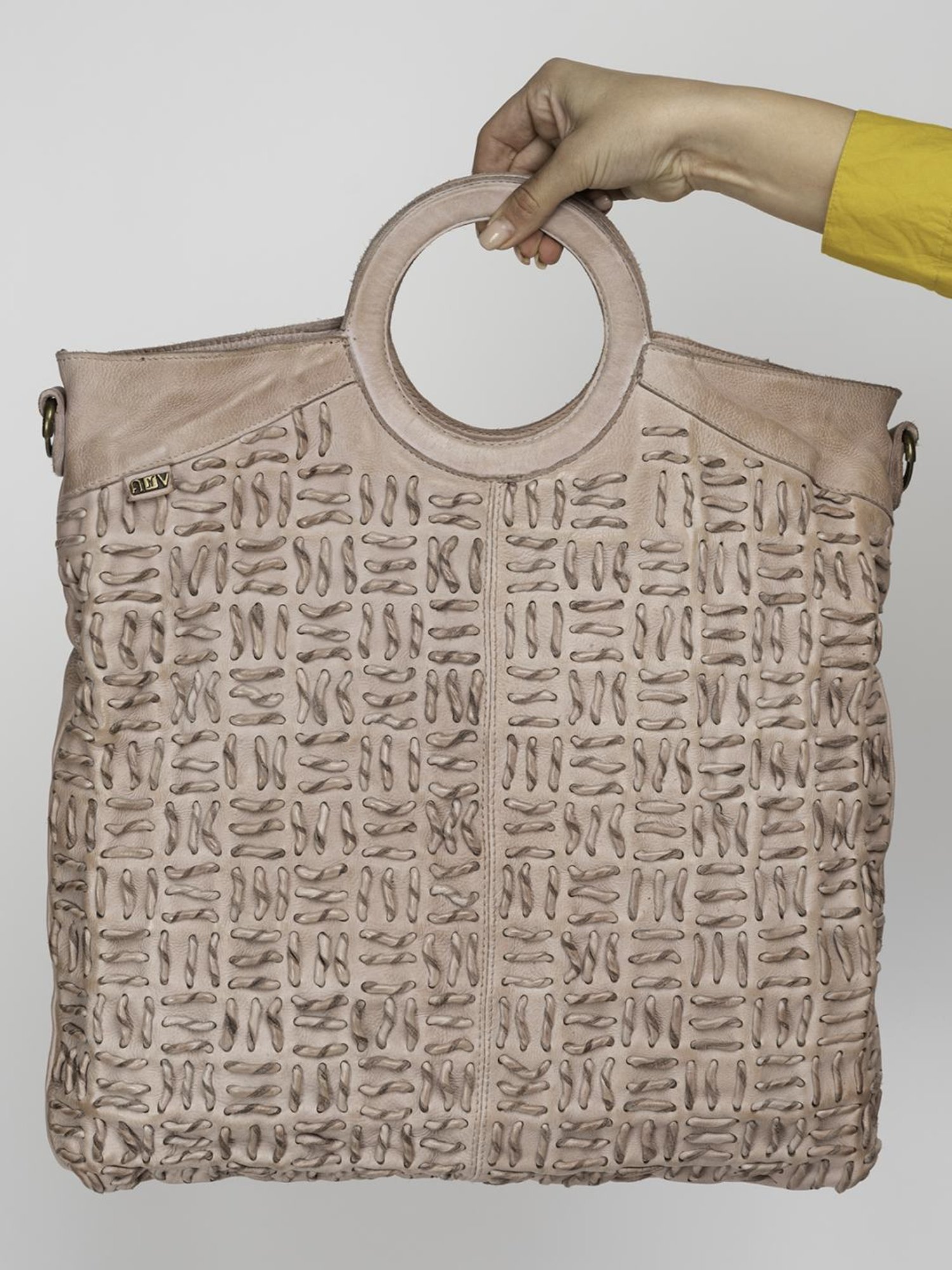 Art N Vintage Esther Blush Pink Leather Textured Large Handbag