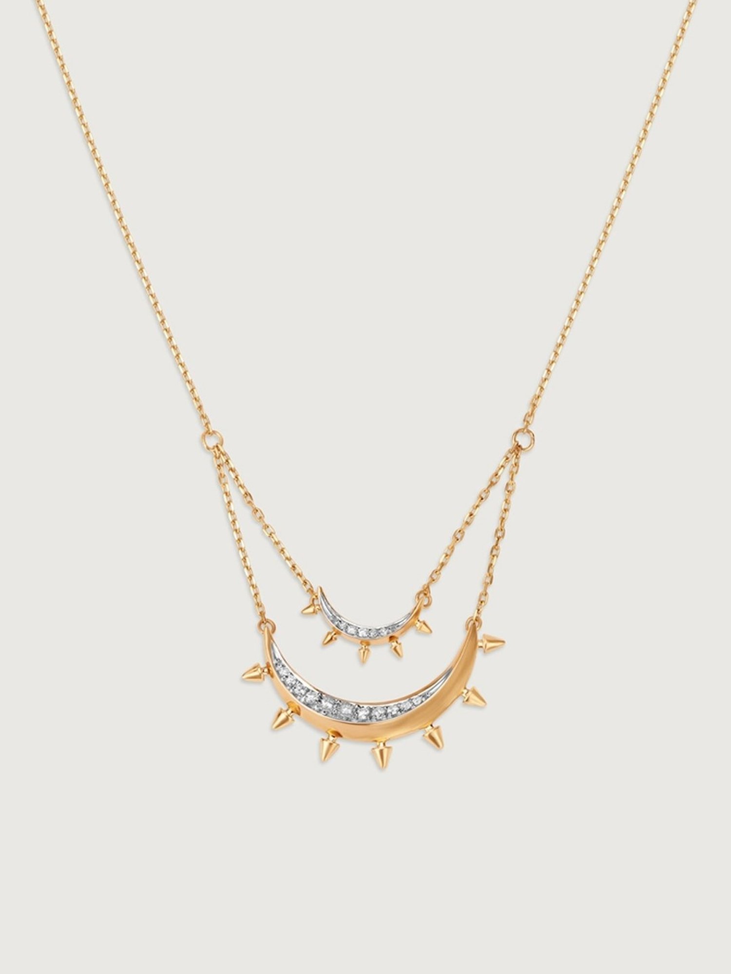 Mia by Tanishq Twilight Crescent 14k Gold & Diamond Double Layered Necklace