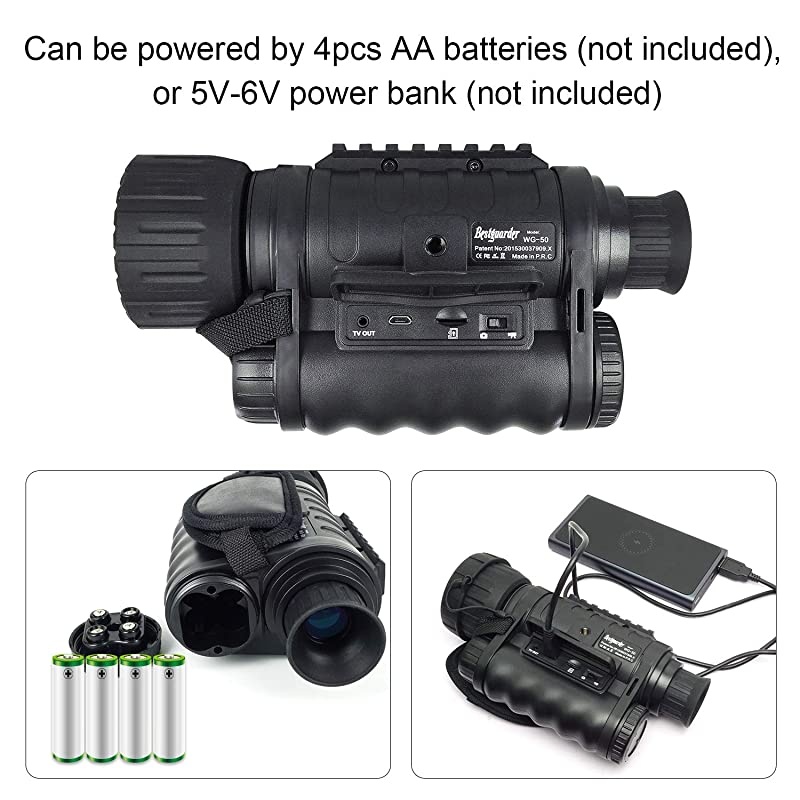 Vision Monocular, HD Digital Infrared Camera Scope 6x50mm with 1.5 inch TFT LCD High Power Hunting Gear Takes 5mp Photo 720 Video up to 350m/1150ft Detection Distance