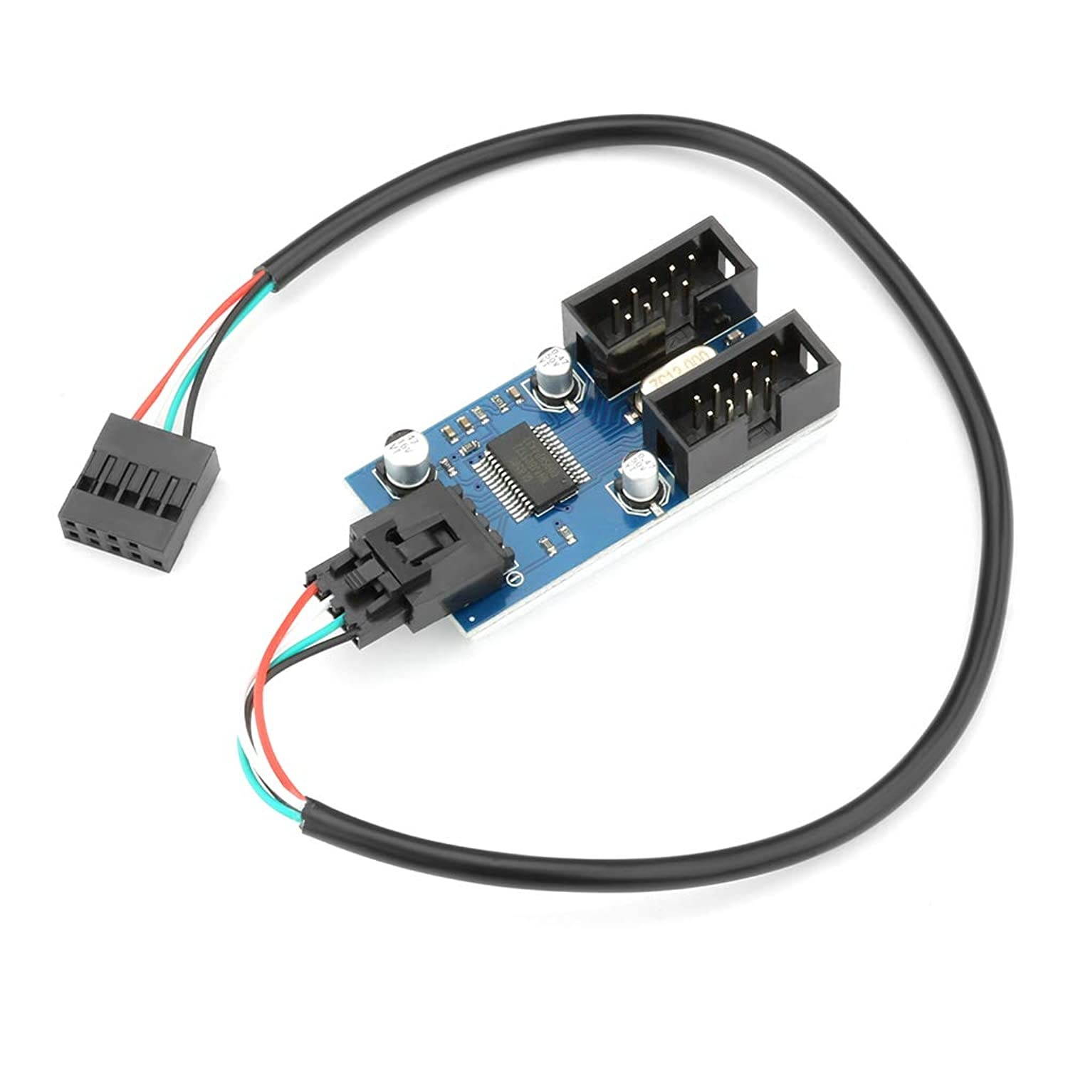 Rocketek Motherboard 9 pin Header Male 1 to 2 Female Extension Splitter Cable Desktop 9-Pin USB 2.0 HUB Connector Adapter for Port Multiplier