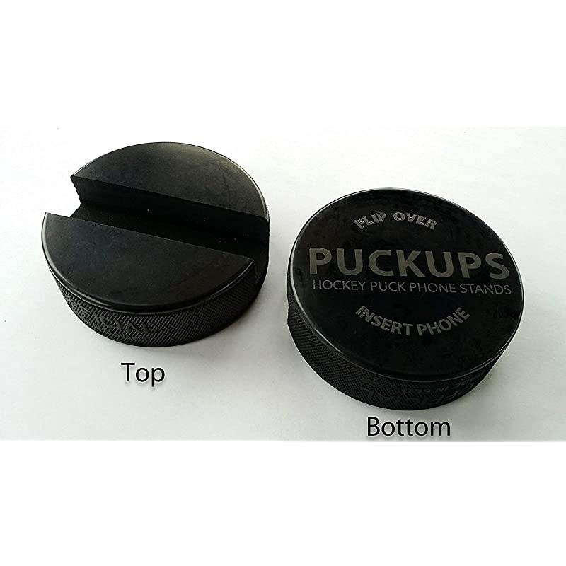 The Original Indestructible Hockey Puck Cell Phone Stand - The Best Universal Smartphone Stand. Compatible for All iPhone/Samsung/Google/LG Smartphones. Made from a Real Hockey Puck (1 Pack)