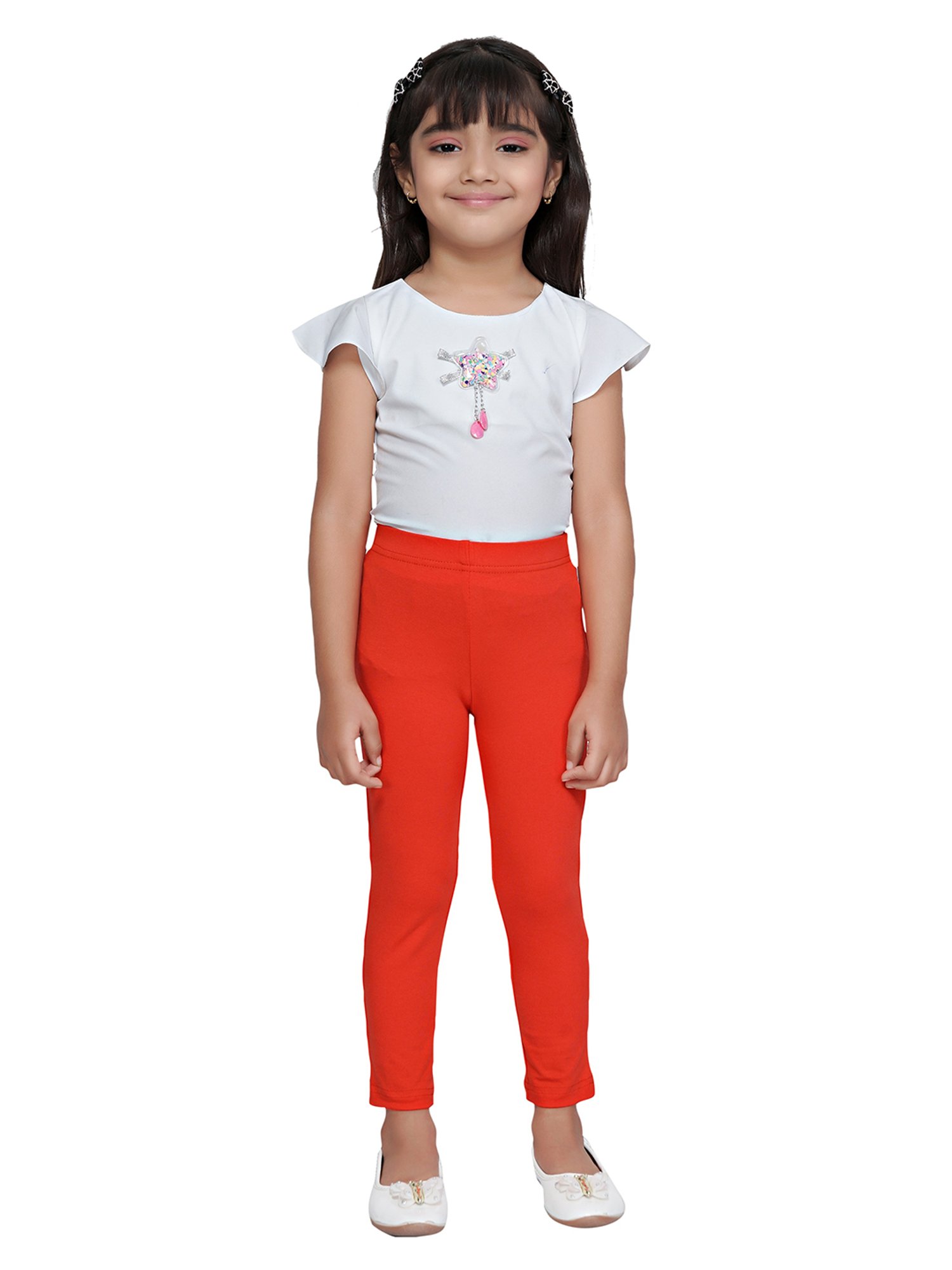 Tiny Girl Orange Solid Leggings
