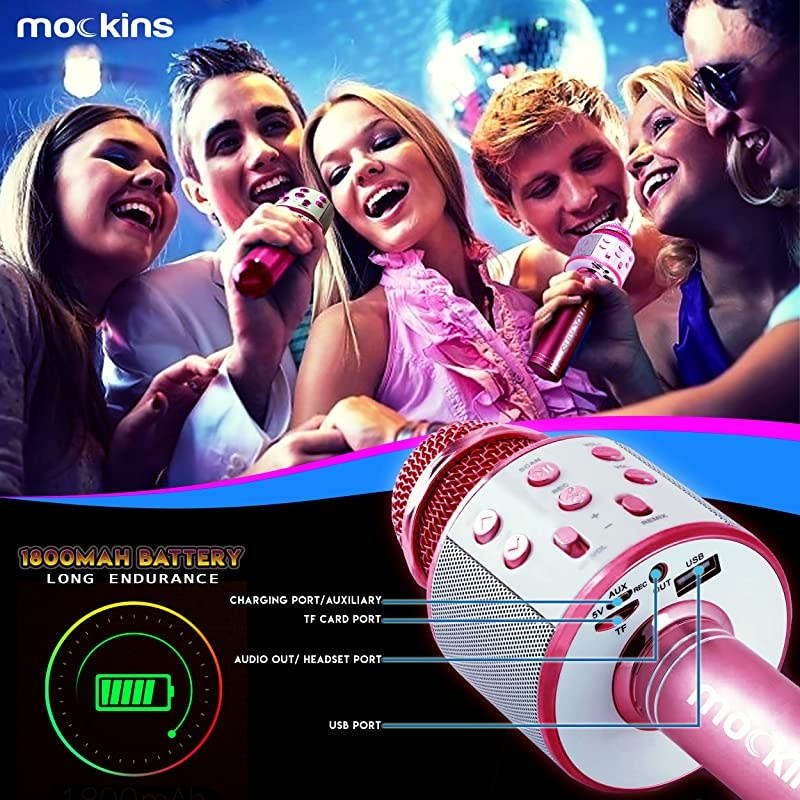 Wireless Bluetooth Karaoke Microphone with Built in Bluetooth Speaker AllinOne Karaoke Machine | Compatible with Android amp iOS iPhone Purple Color