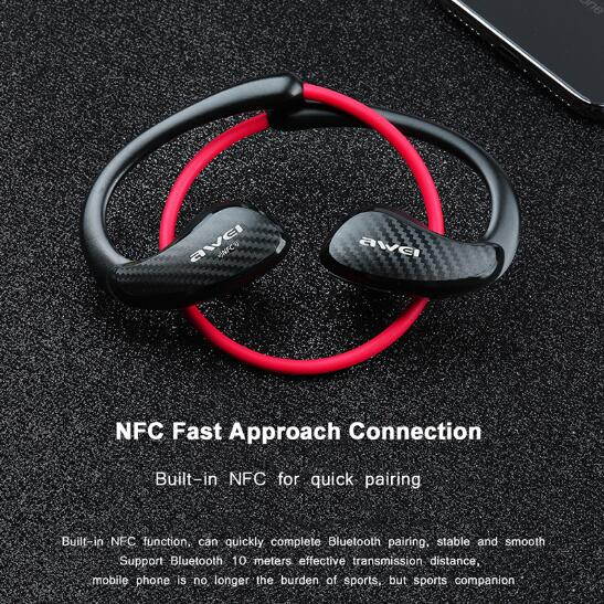 AWEI NFC Wireless Bluetooth Earphone Sport Waterproof Wireless Headphones with mic Stereo Bluetooth Headset for phone