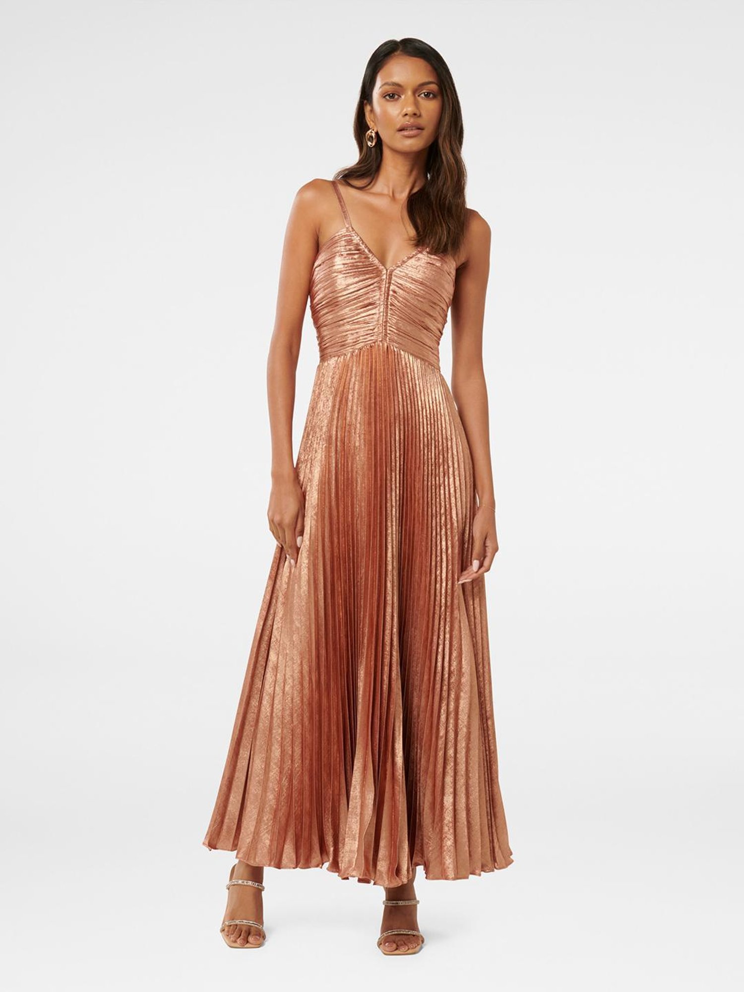 Forever New Jayden Petite Metallic Pleated Maxi Dress