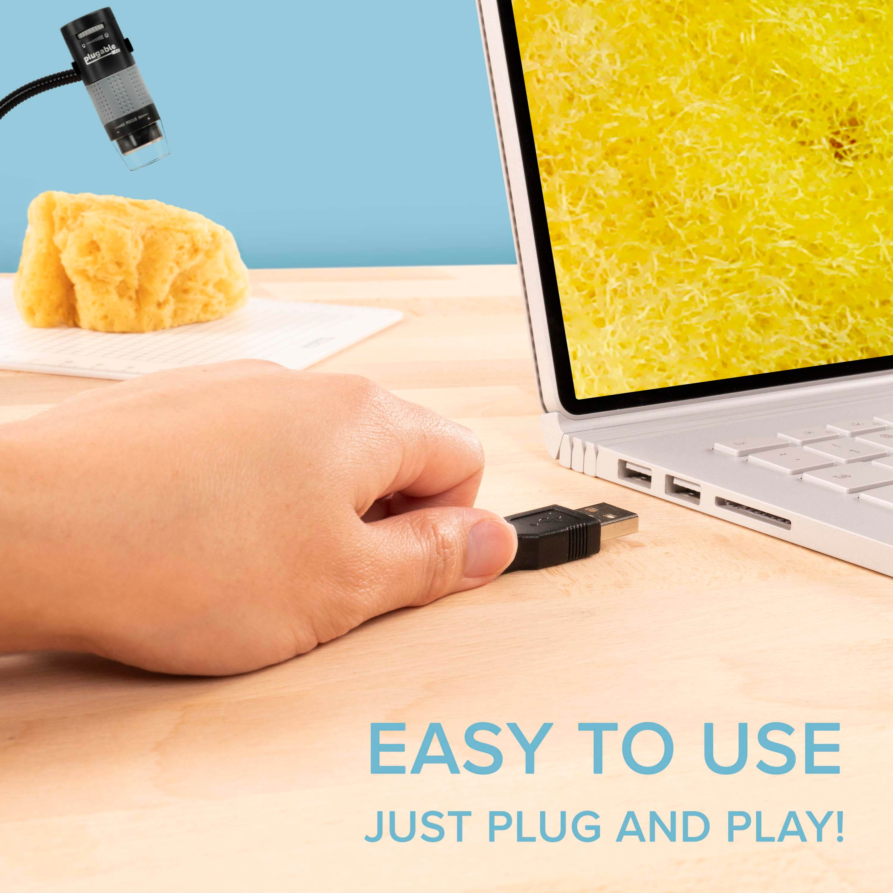 Plugable USB 2.0 Digital Microscope with Flexible Arm Observation Stand Compatible With Windows, Mac, Linux (2MP, 250x Magnification)
