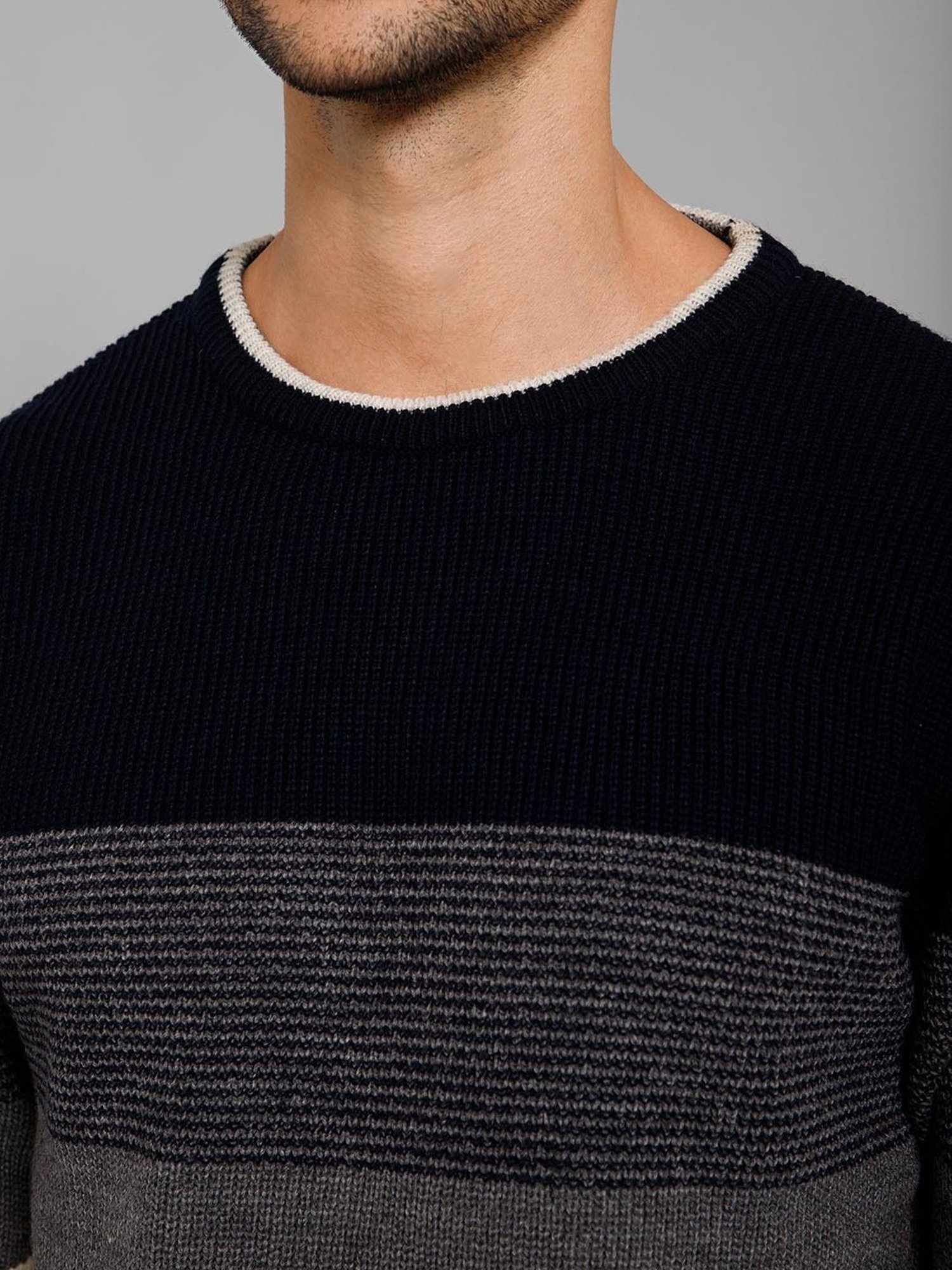 Cantabil Multicolor Regular Fit Striped Sweater