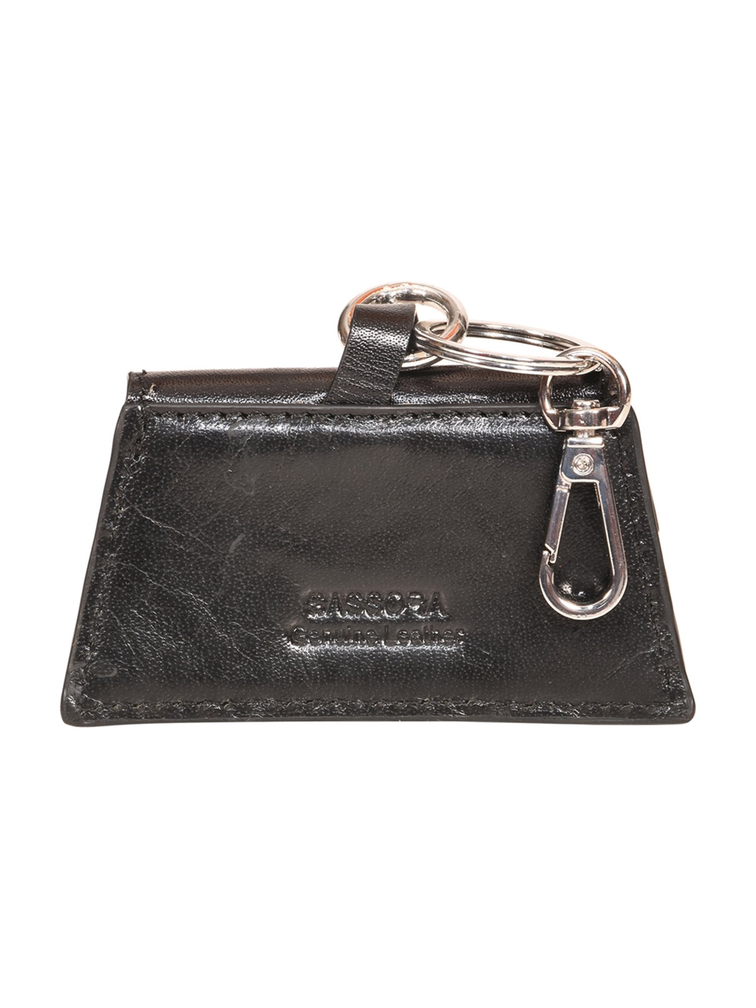 SASSORA Aria Black & Red Leather Small Key Case
