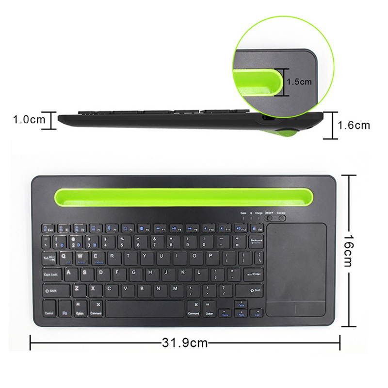 78 Keys Wireless Bluetooth Keyboard Touch Pad Mouse with Mobile Phone Holder Multi-Device Keyboard Tablet Holder Slot for Windows/iOS Multi System Compatible