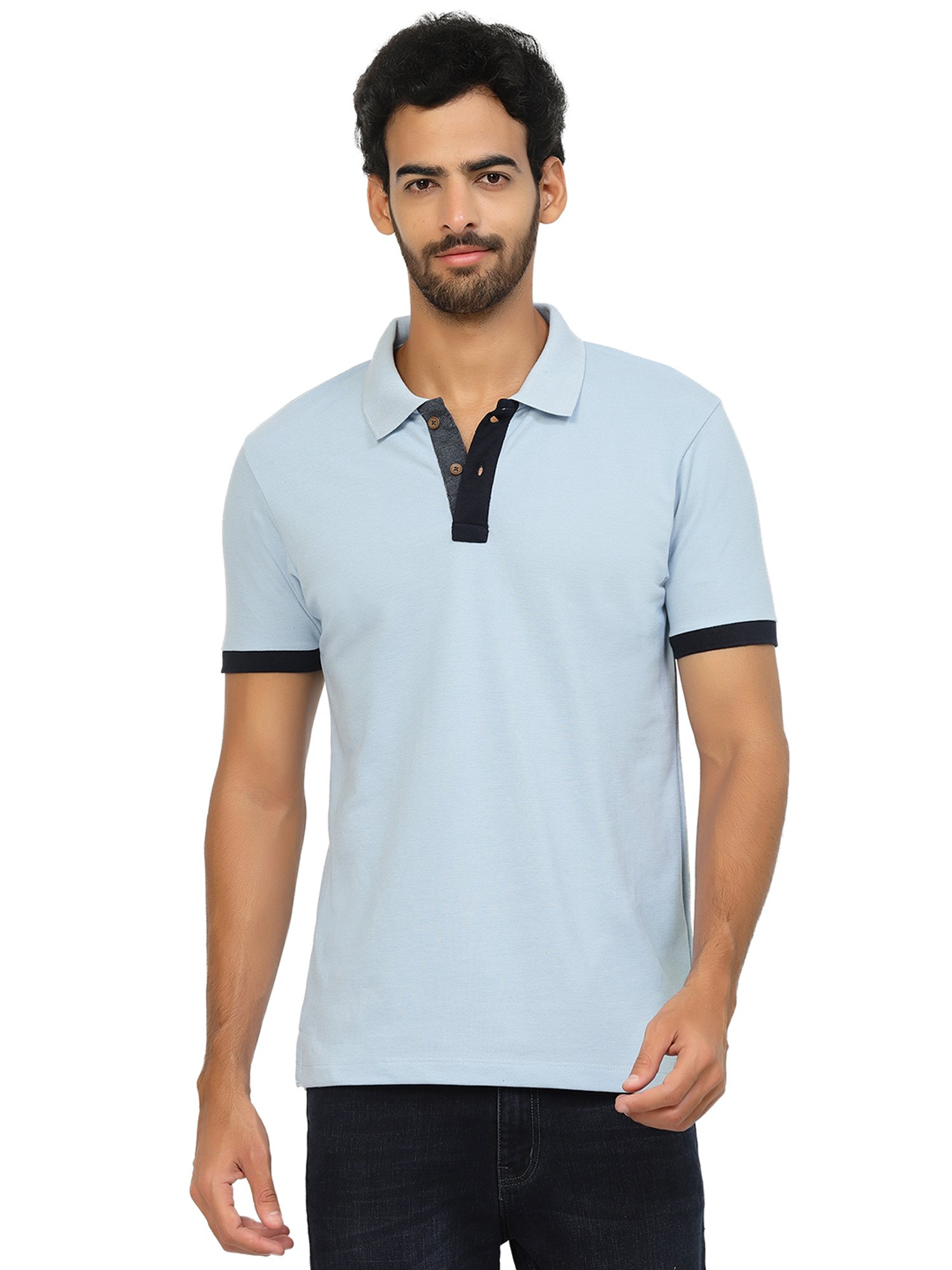 Kalt Sky Blue Regular Fit Polo T-Shirt