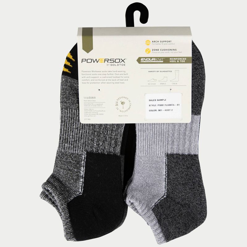 PowerSox Men's Workwear 6pk No Show Athletic Socks - Black Marl/Gray 6-12.5