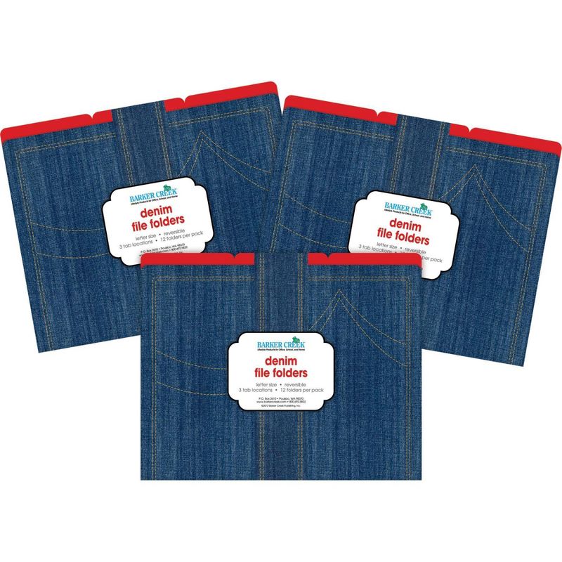 Barker Creek 36pk Denim Letter Size File Folders