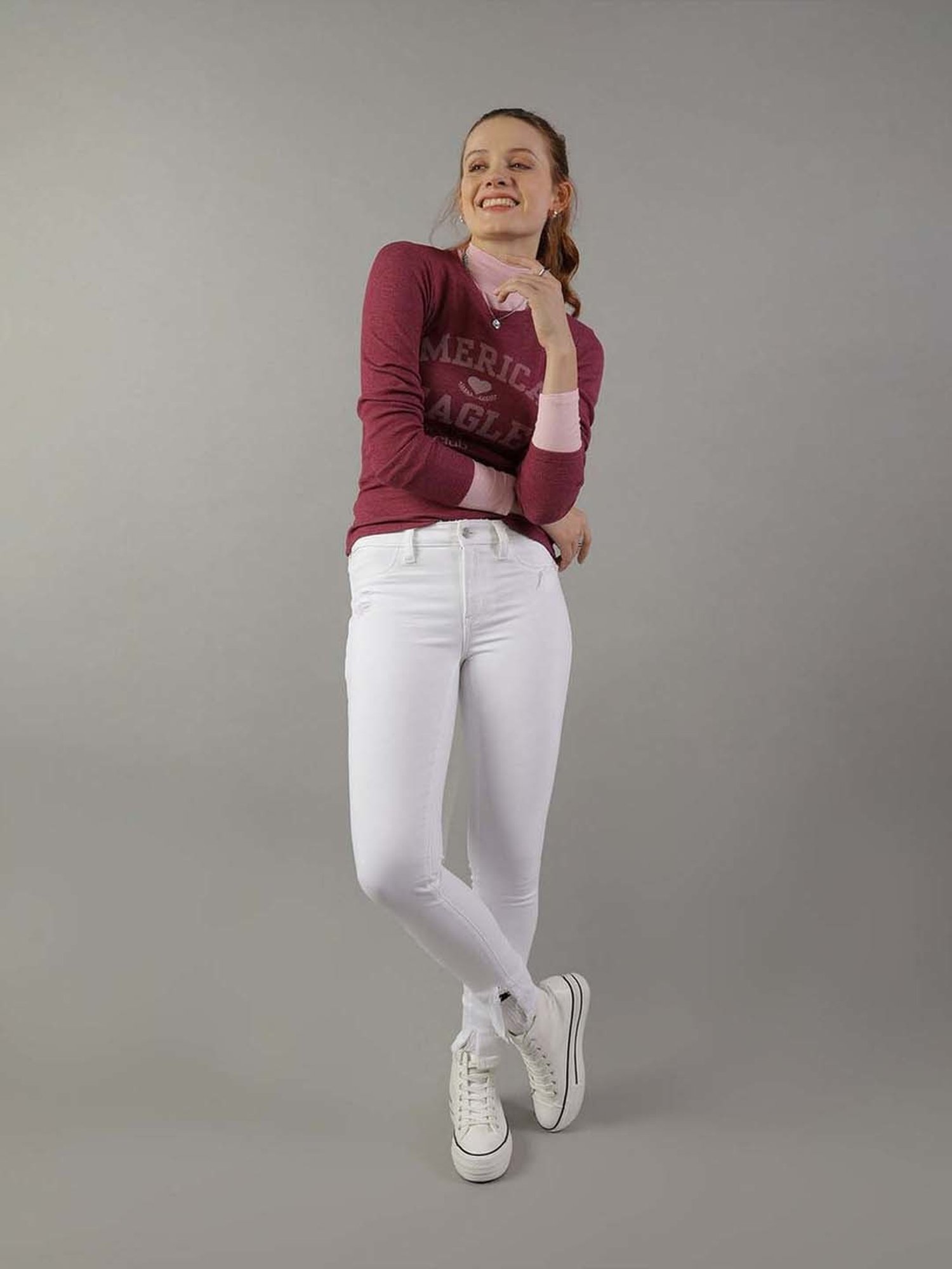 American Eagle Outfitters Maroon Printed Top