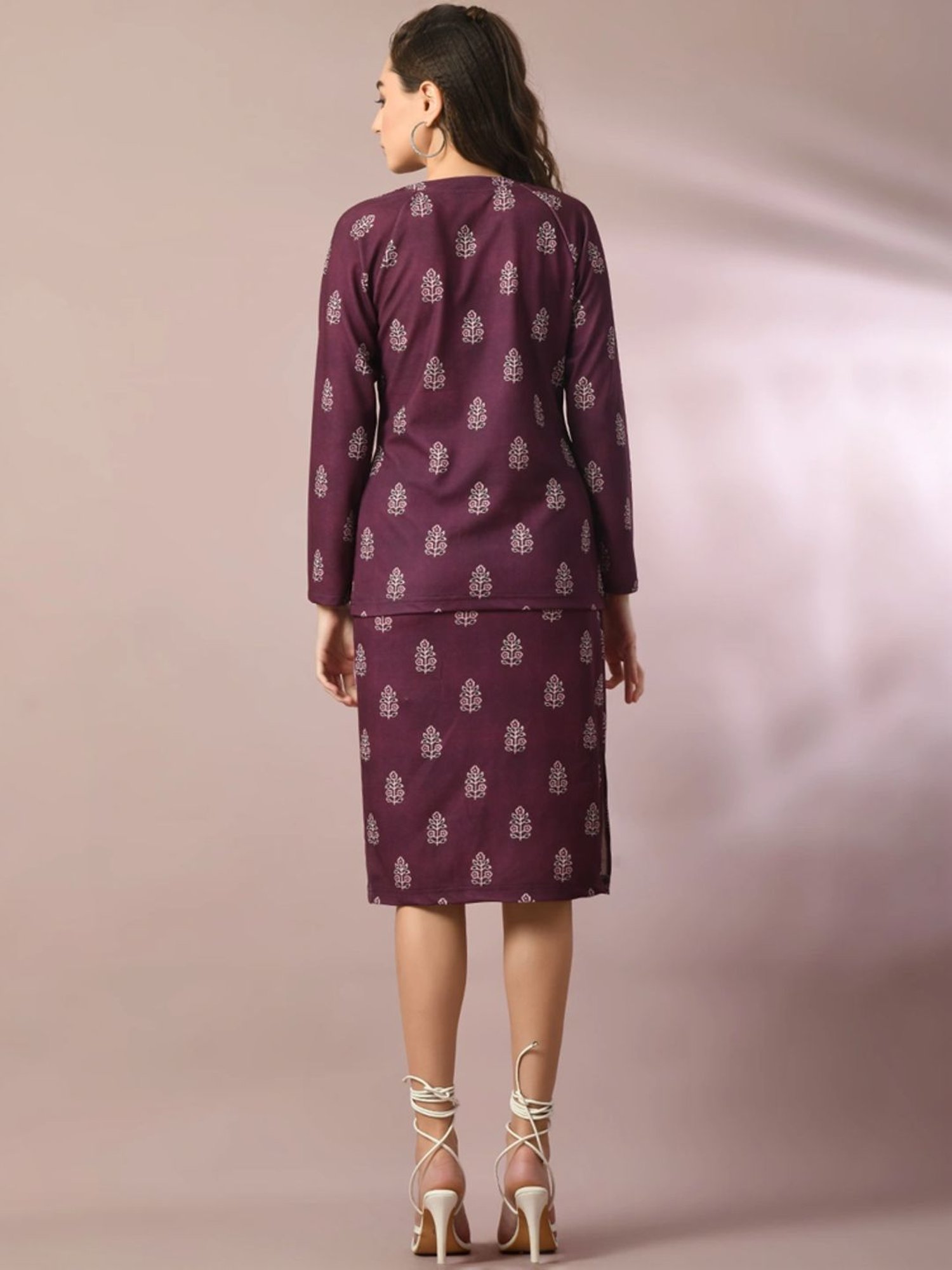 Myshka Purple Floral Print Bodycon Skirt