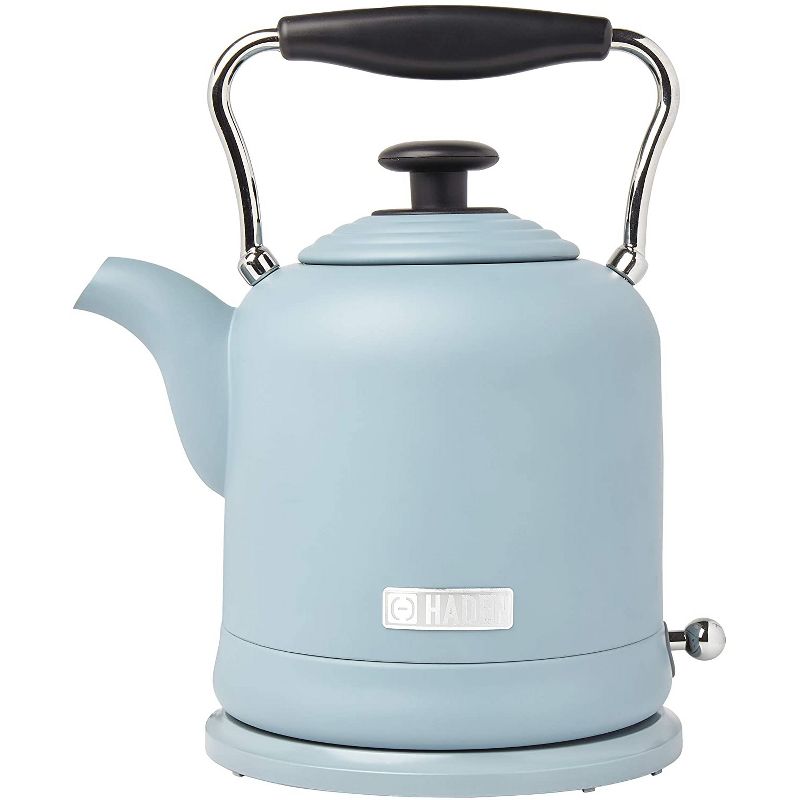 Haden Highclere Vintage Retro 1.5 Liter/6 Cup Capacity Innovative Cordless Electric Stainless Steel Tea Pot Kettle with 360 Degree Base, Pool Blue