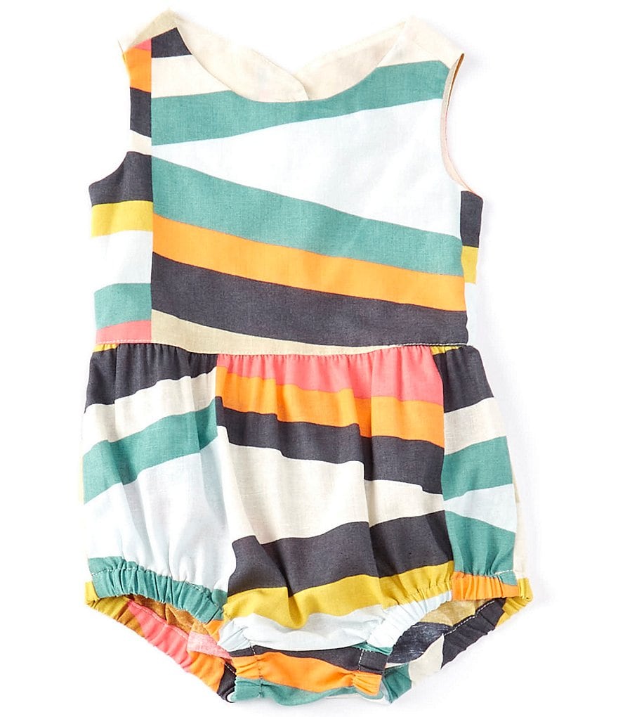 Tea Collection Baby Girls Newborn-24 Months Peekaboo Cut-Out Chevron Romper