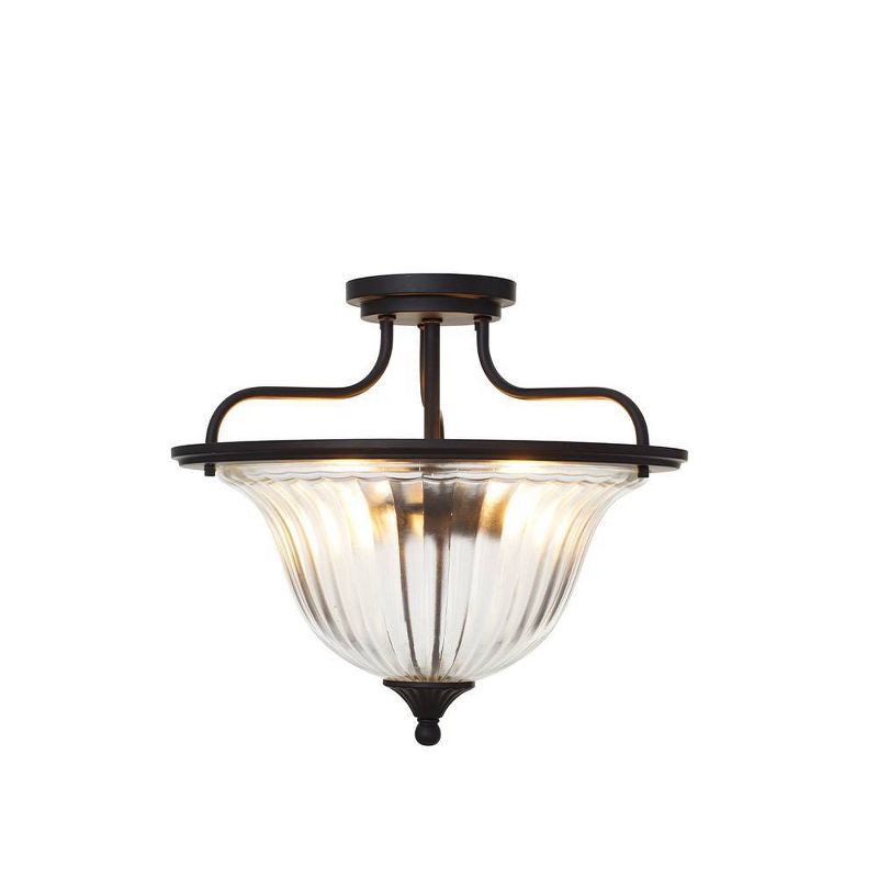 13" Two Light Semi-Flush Ceiling Light Bronze - Cresswell Lighting