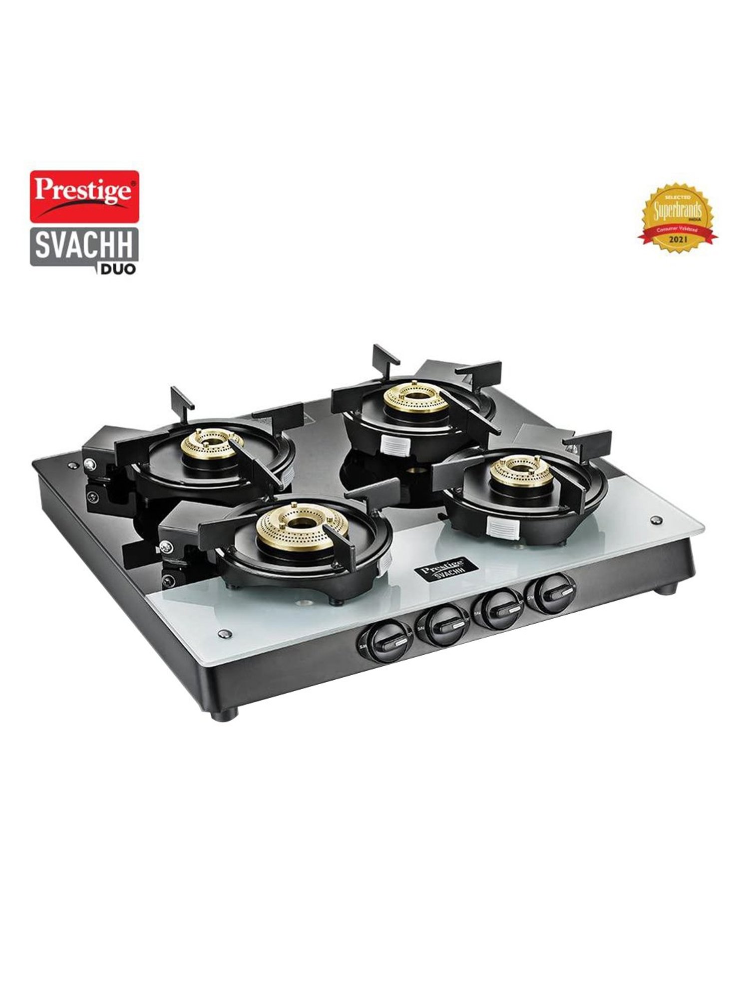 Prestige Svachh Duo GTSD 04 SQ 40380 4 Burners Gas Stove (Black)