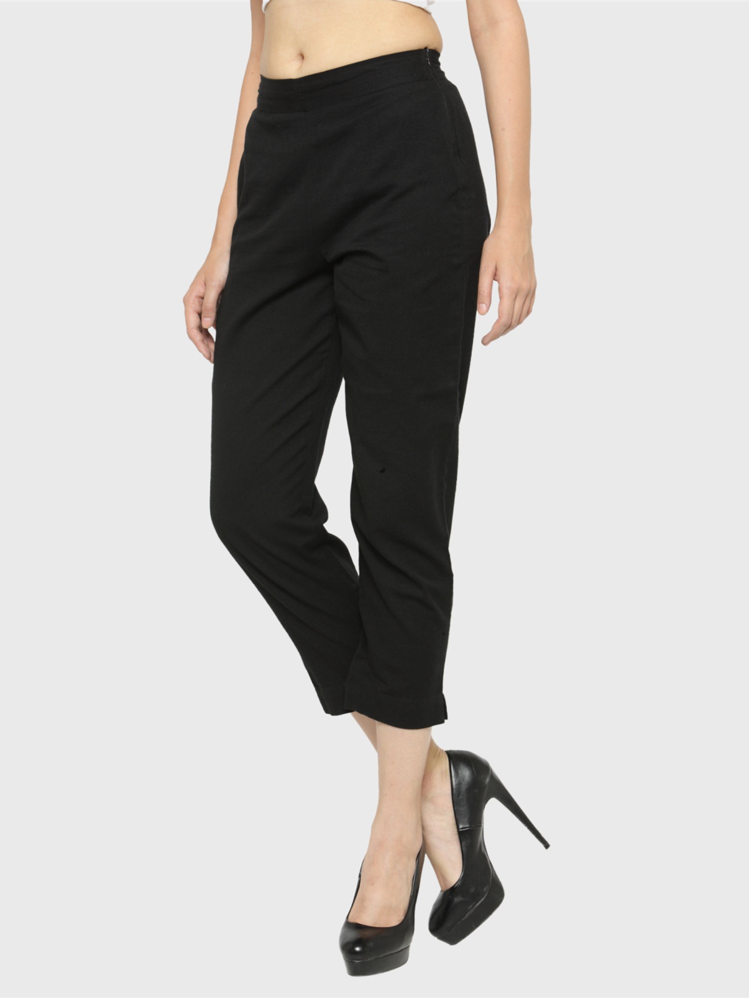 Indibelle Black Cotton Trousers