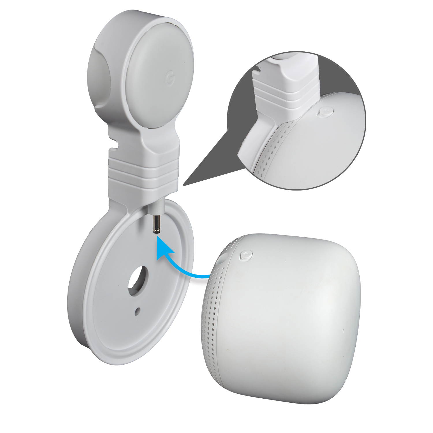 STANSTAR Wall Mount Holder for Google Nest Point Expander(US Version) Smart Cable Arrangement Without Messy Wall Stand WiFi Bracket White