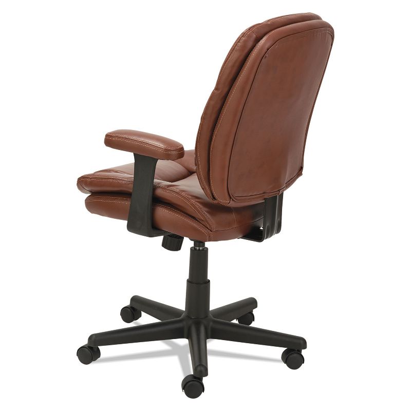 OIF Swivel/Tilt Leather Task Chair Fixed T-Bar Arms Chestnut Brown ST4859