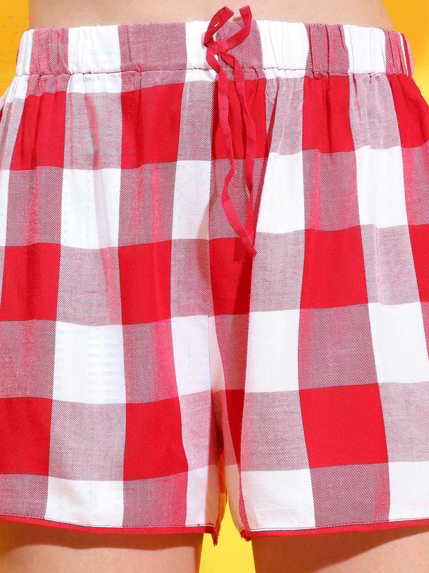 Oxolloxo Red & White Checks Shorts
