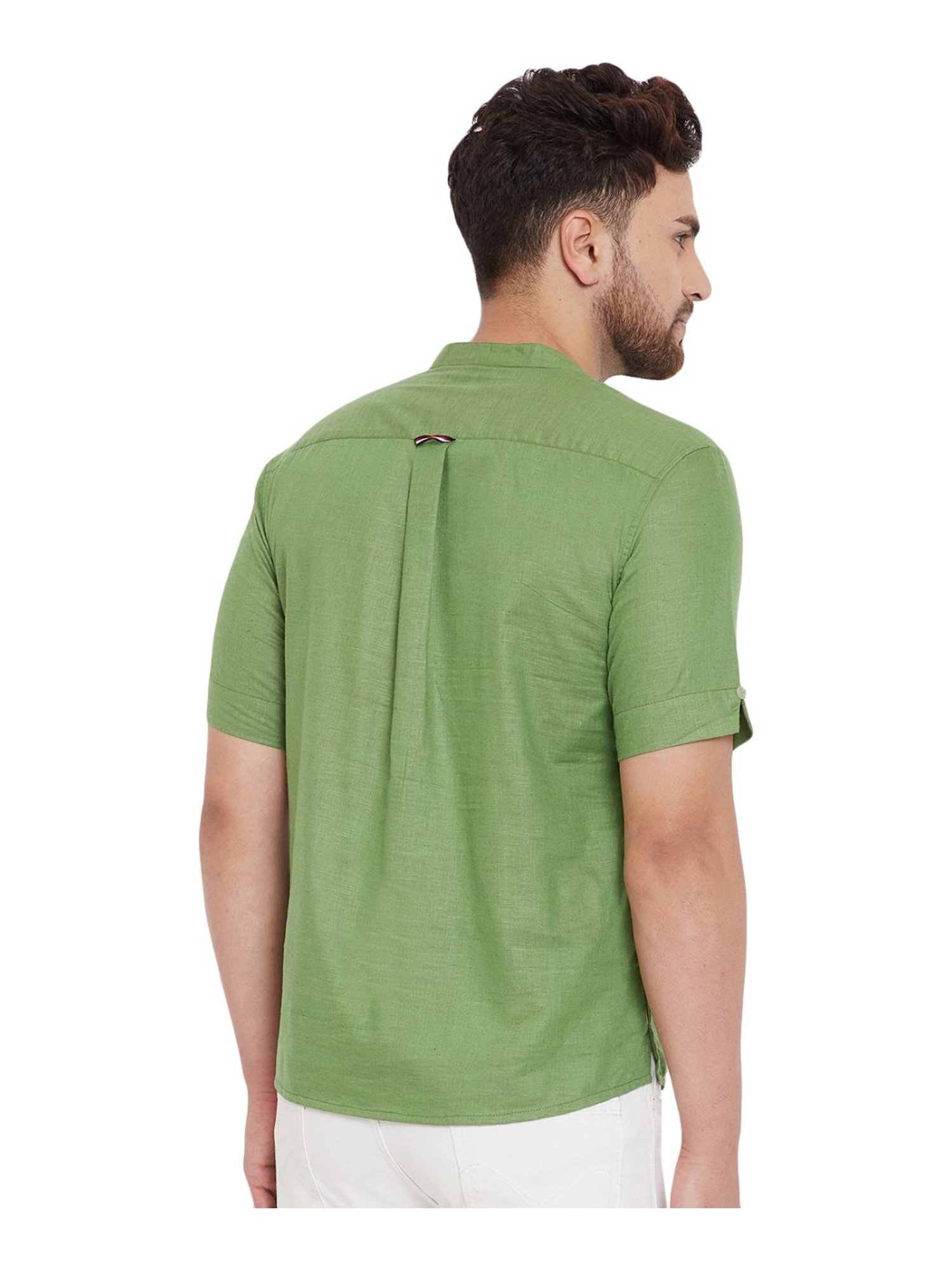 Even Green Cotton Regular Fit Short Kurta