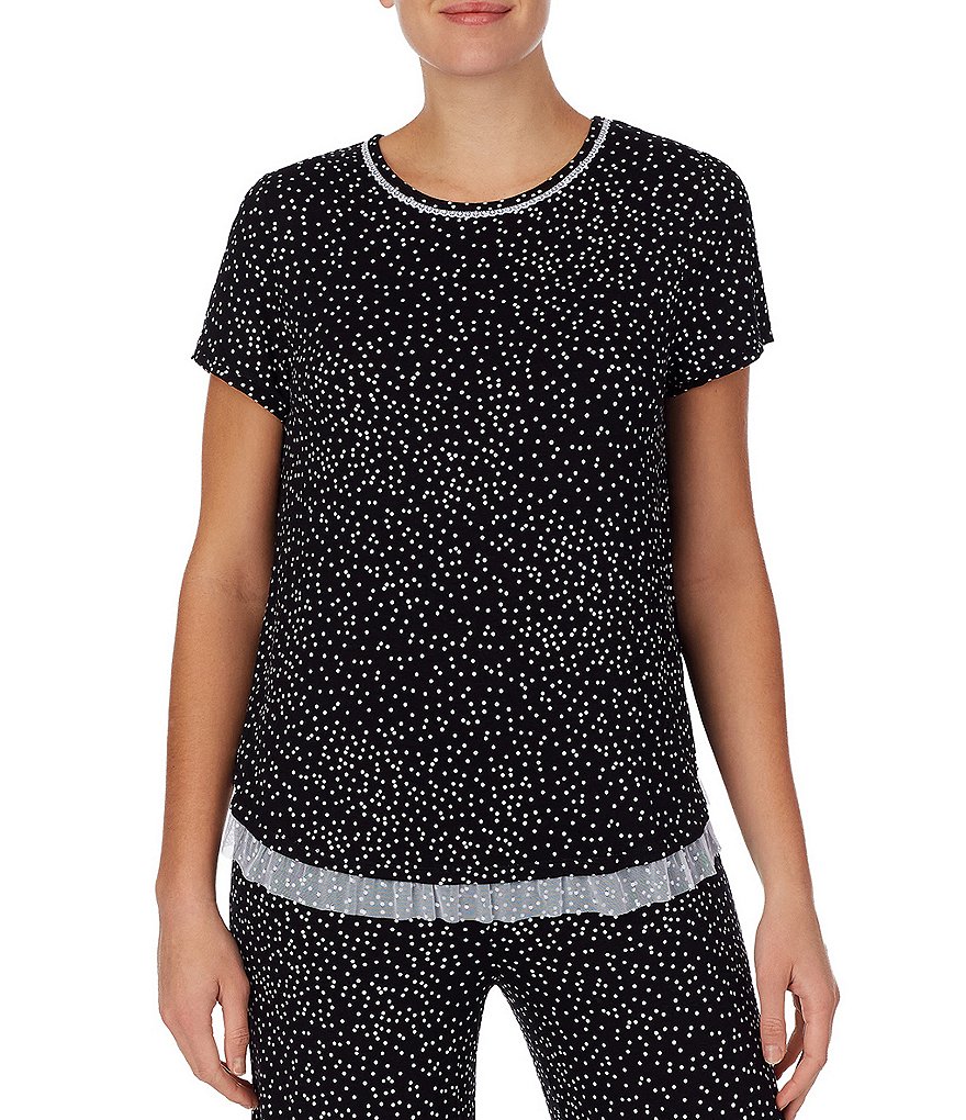 Kensie Dot Printed Jersey Knit Sleep Top