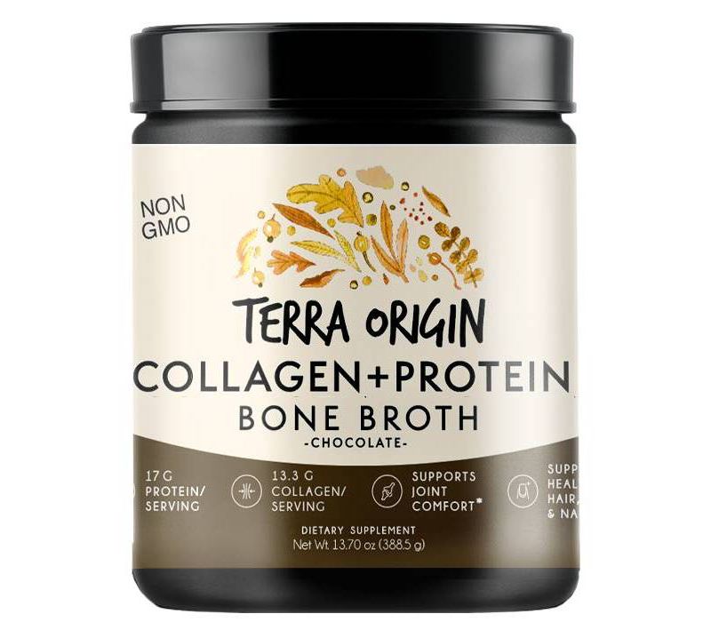 Terra Origin Collagen and Protein Bone Broth Powder Chocolate - 13.7oz