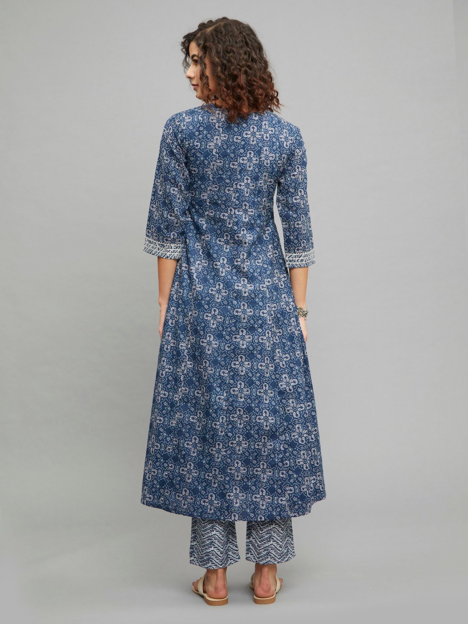 paislei Blue Embroidered Kurta & Palazzo Set