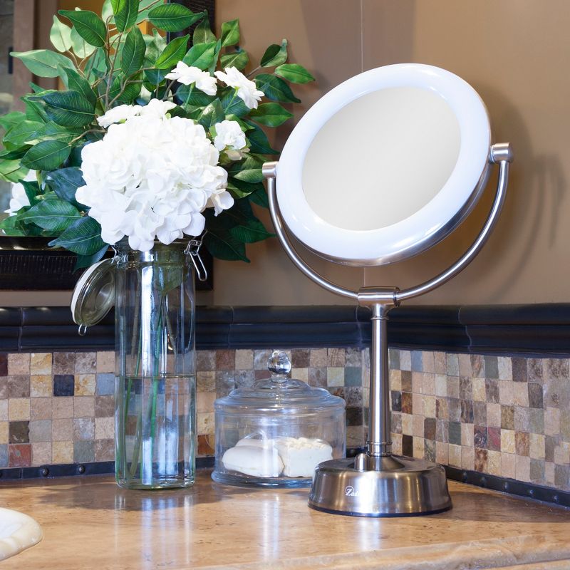 Zadro Fluorescent Lighted Mirror, Adjustable, Infinity Dimmer, 10X / 1X Power - Satin Nickel