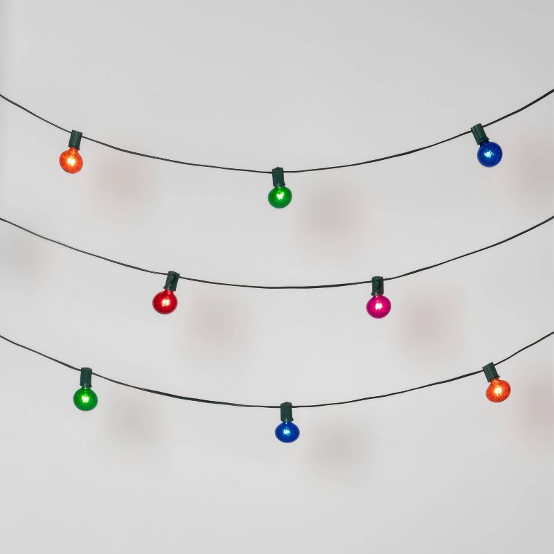 20ct Christmas Incandescent G40 String Lights Transparent Multicolored - Wondershop™