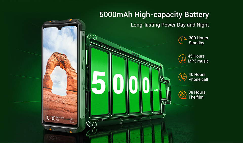 OUKITEL WP8 Pro Rugged Smartphone, 6.49&rdquo; Display, 4GB 64GB Dual SIM IP68 Waterproof Unlocked Cell Phones, 16MP Triple Camera Android 10, 5000mAh Battery Face/Fingerprint ID