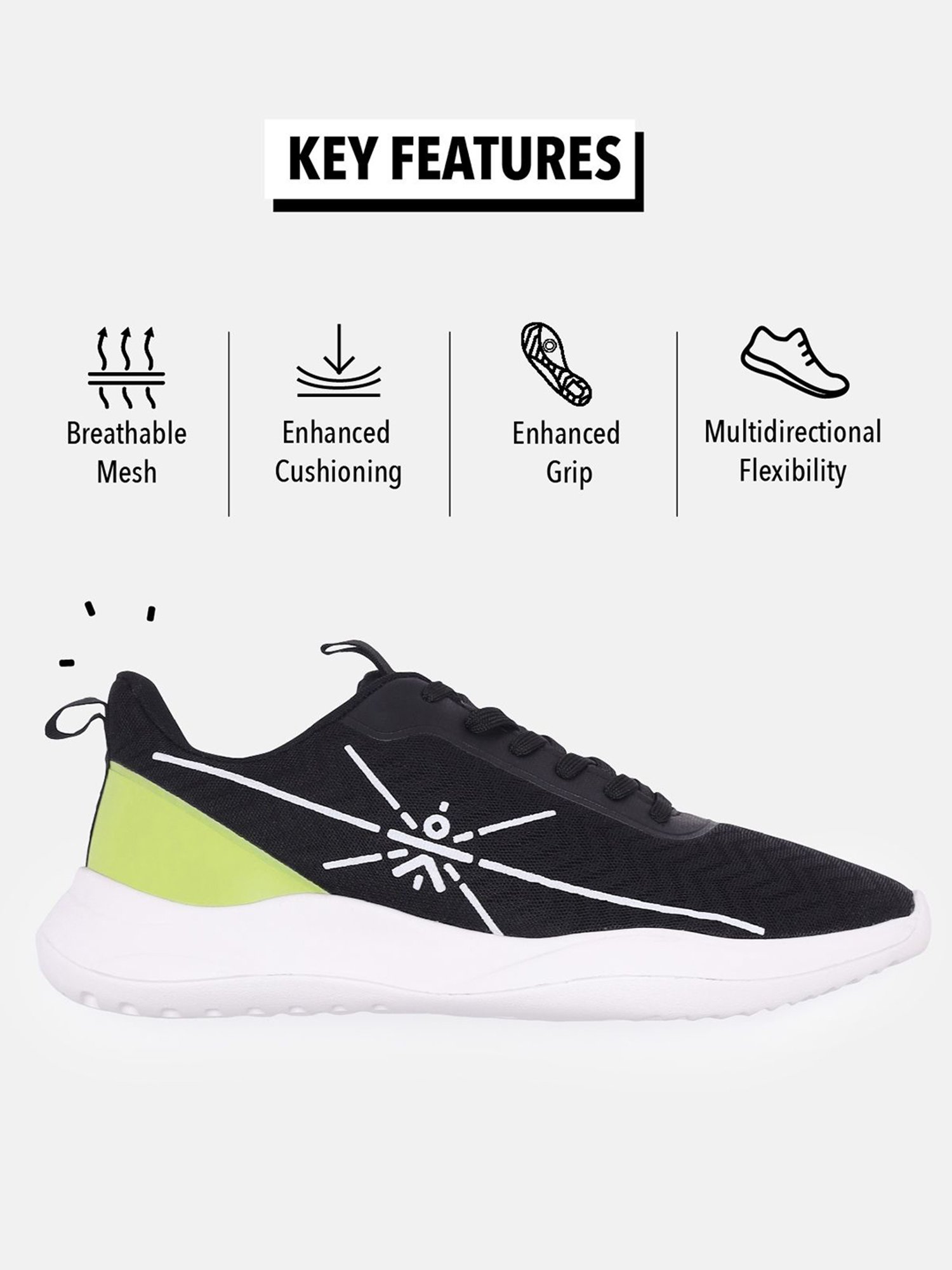 Cultsportone Men's Racer Black Running Shoes