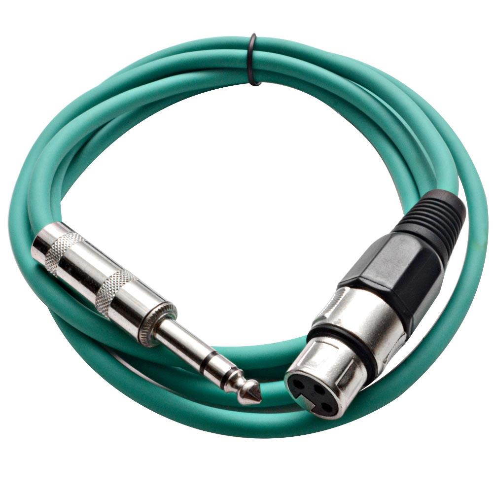 Seismic Audio - Green 6 foot XLR Female to TRS Male Patch Cable - Snake Microphone Cord