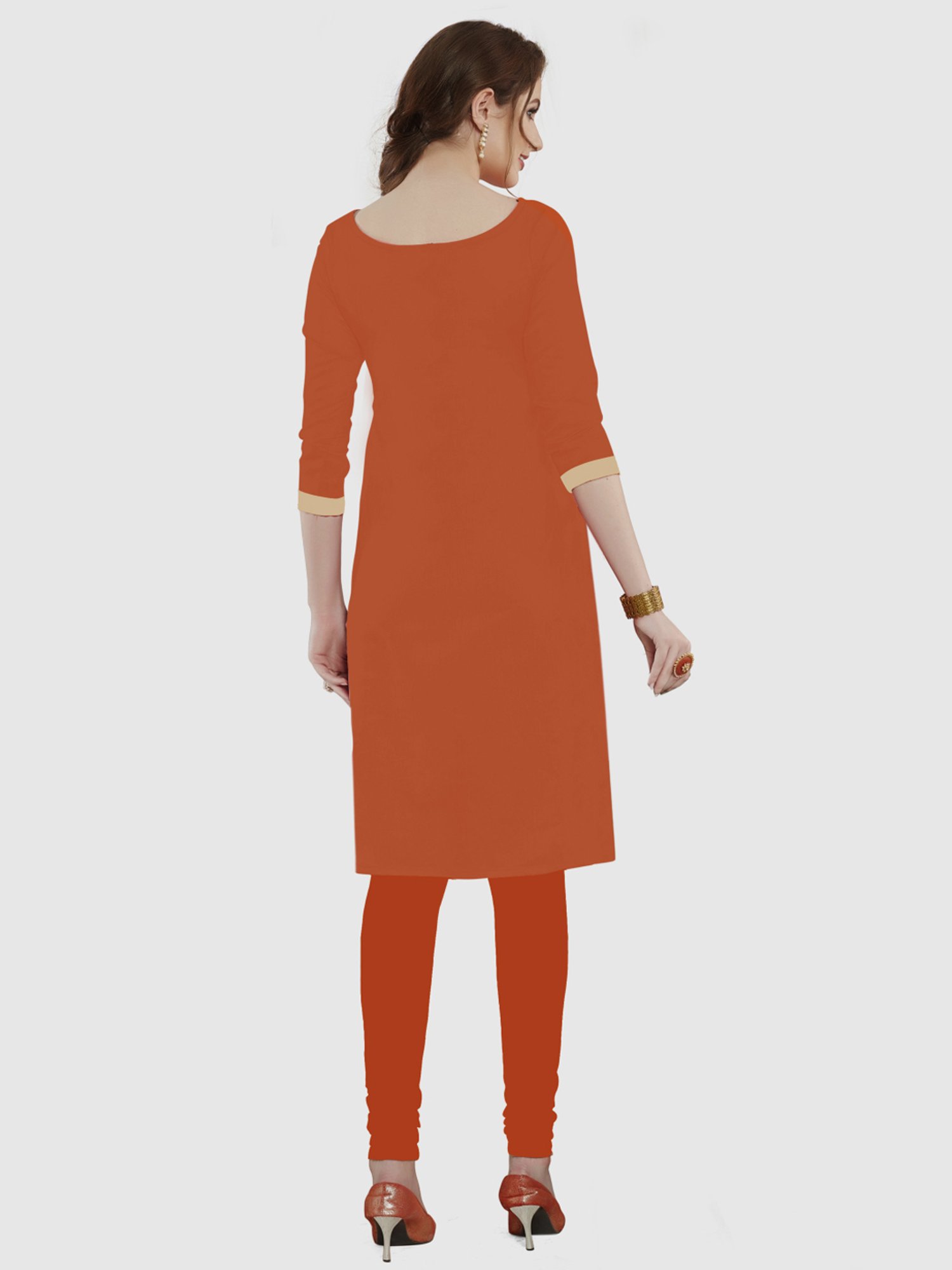 APNISHA Orange Embroidered Unstitched Dress Material