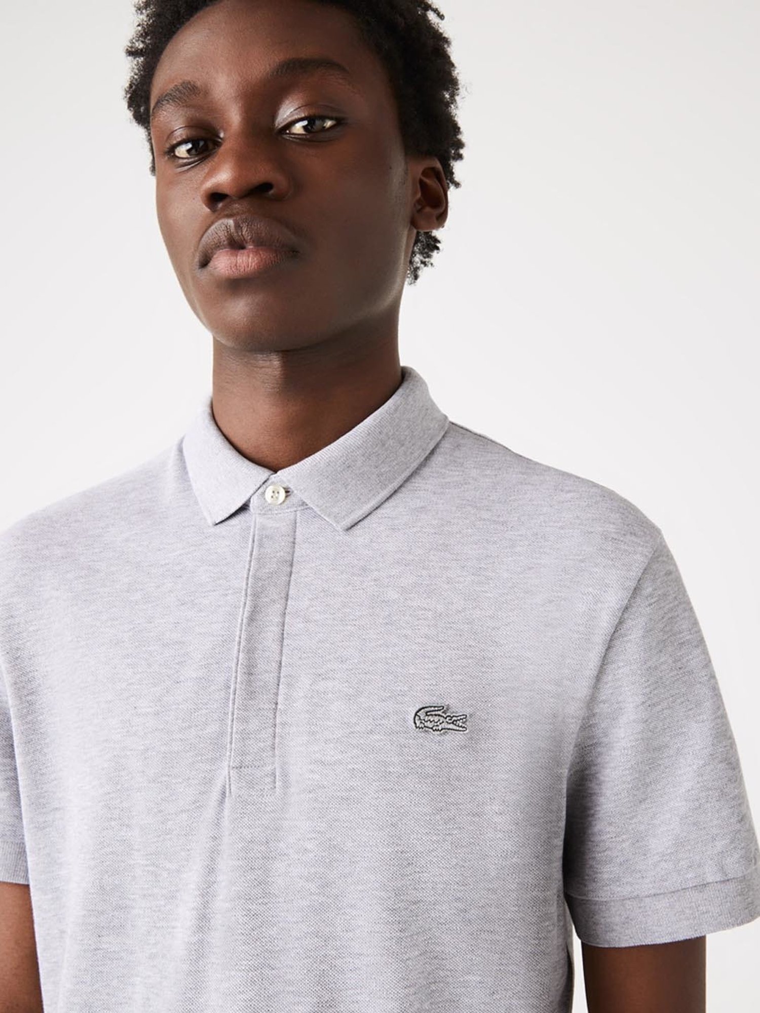 Lacoste Grey Cotton Regular Fit Polo T-Shirt