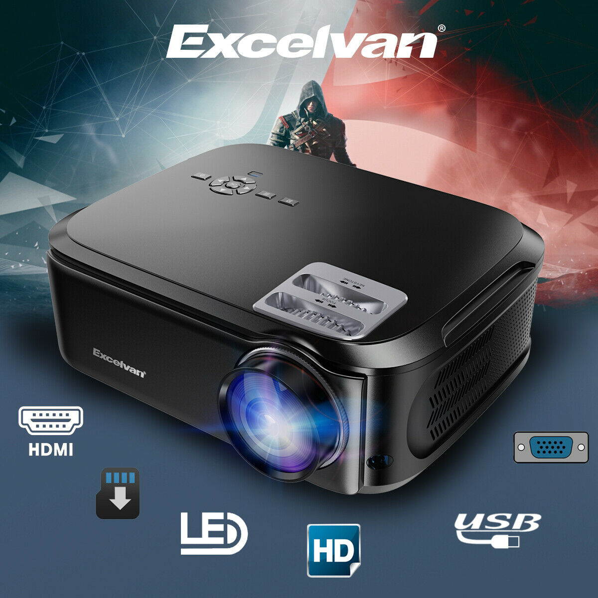 7000Lumens HD 1080P Projector Projector Video Home Theater Multimedia HDMI 200"