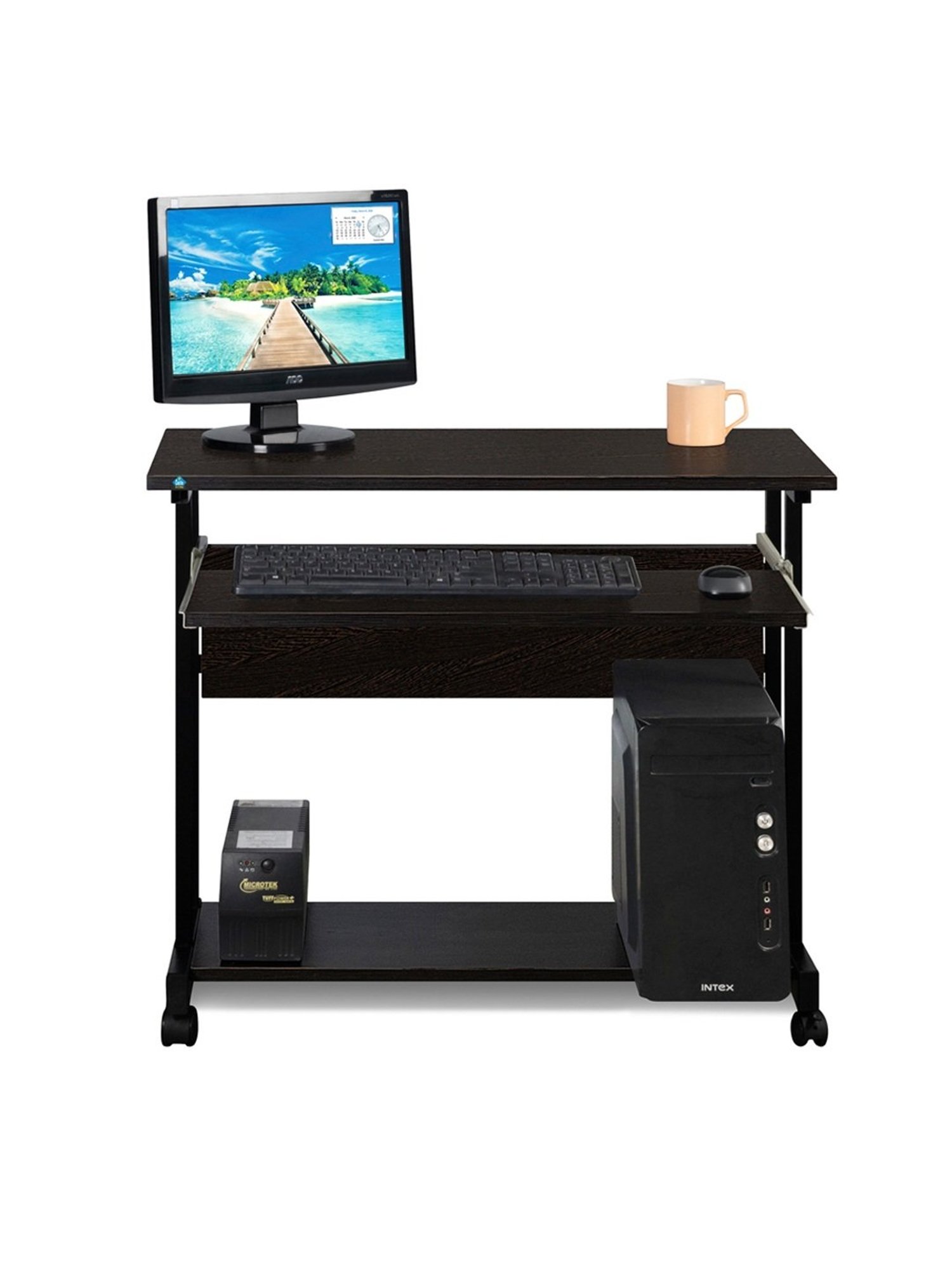 Delite Kom Calix Flowery Wenge Black Metal Computer Desk