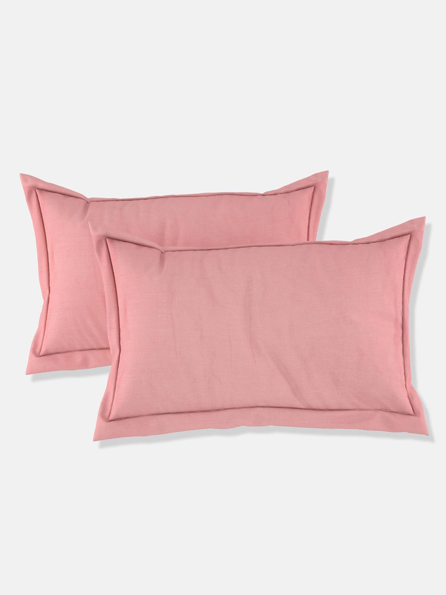 Fabindia Pink Linen 90 TC Double Bed Sheet With Pillow Covers