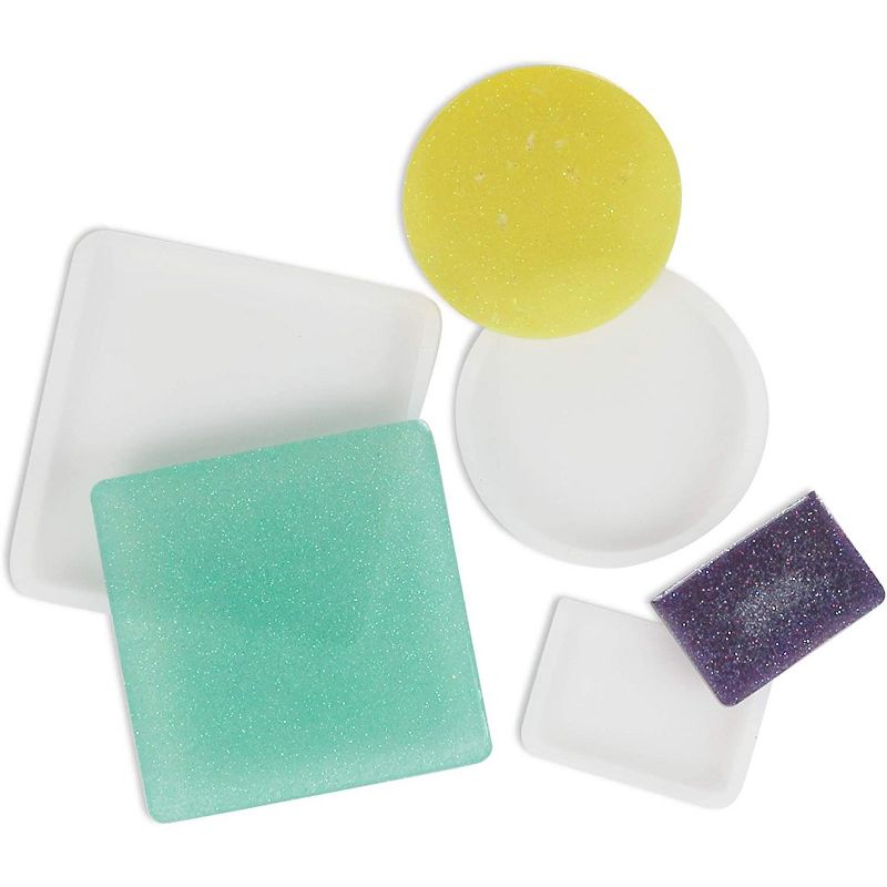 Bright Creations 7 Pack DIY Resin Coaster Kit with Silicone Mat and Tweezers for Jewelry, Arts and Crafts