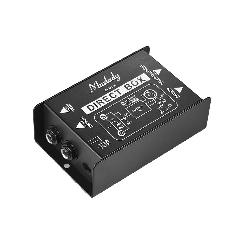 Muslady Single Channel Passive DI Box Direct Injection Audio Box Balanced & Unbalance Signal Converter with XLR TRS Interfaces (1pcs)